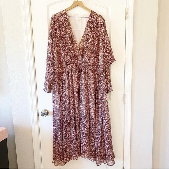 TED BAKER Vallyy Draped Cinched Waist Batwing Midi Dress Animal Print - Picture 2 of 13